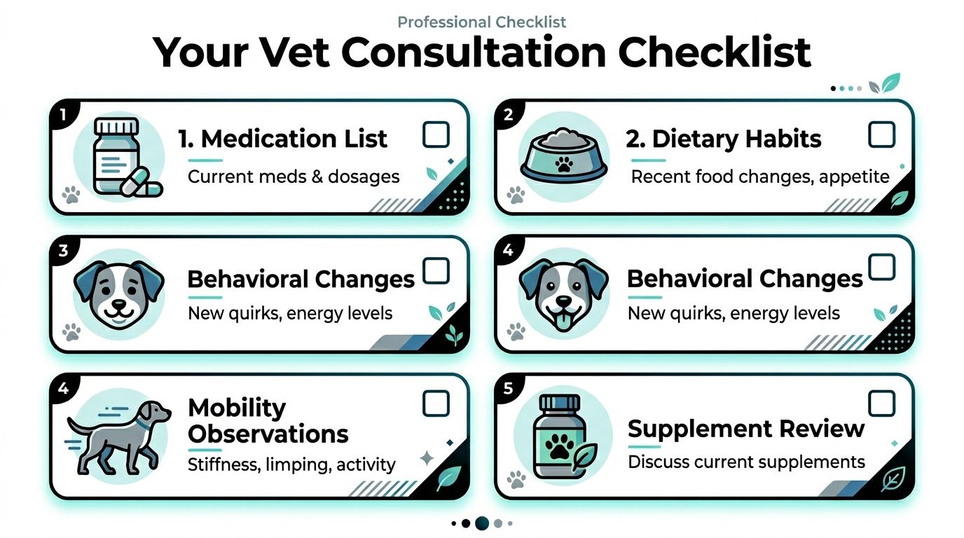 A professional checklist for pet owners to prepare for their next veterinary consultation appointment.